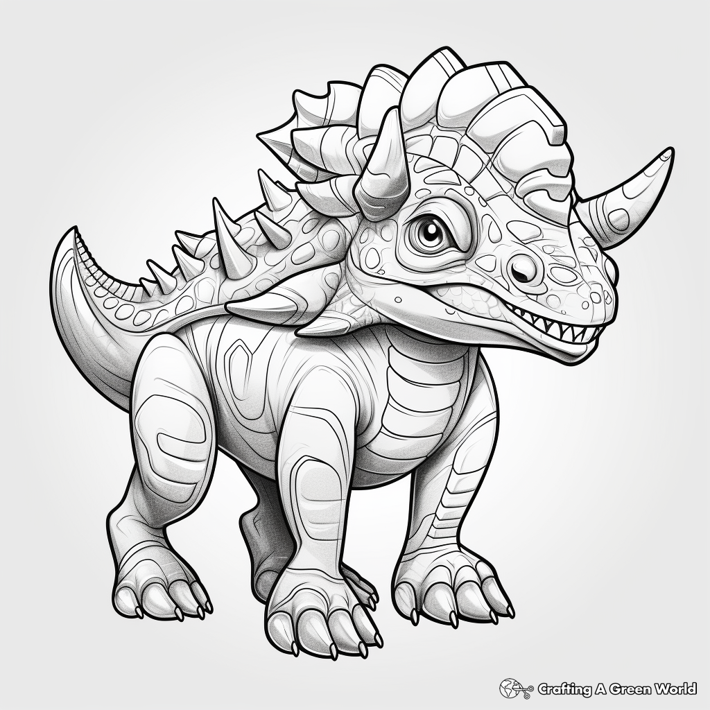 Detailed Jurassic Triceratops Coloring Pages 1