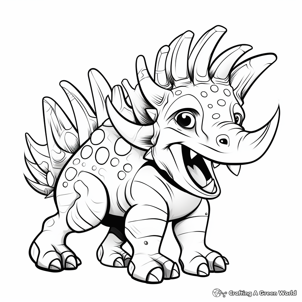 Detailed Jurassic Triceratops Coloring Pages 2