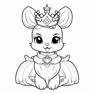 Detailed kawaii bunny princess Coloring Pages for Adults 1