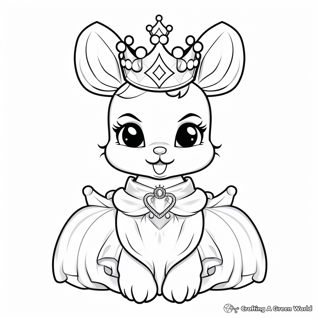 Detailed kawaii bunny princess Coloring Pages for Adults 1