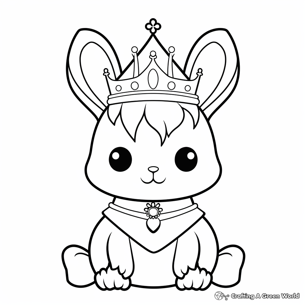 Detailed kawaii bunny princess Coloring Pages for Adults 4