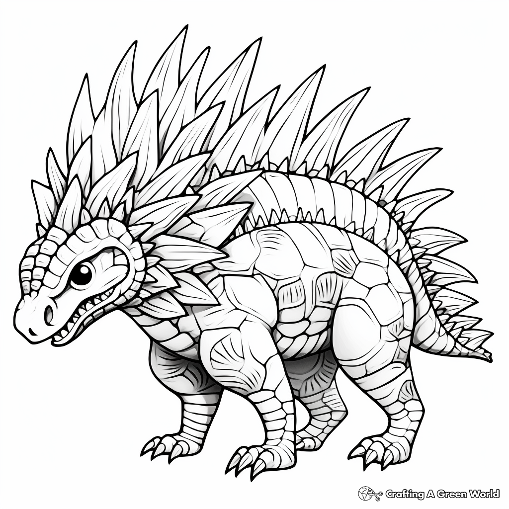 Detailed Kentrosaurus Dino Coloring Pages for Adults 1