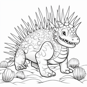 Detailed Kentrosaurus Dino Coloring Pages for Adults 3