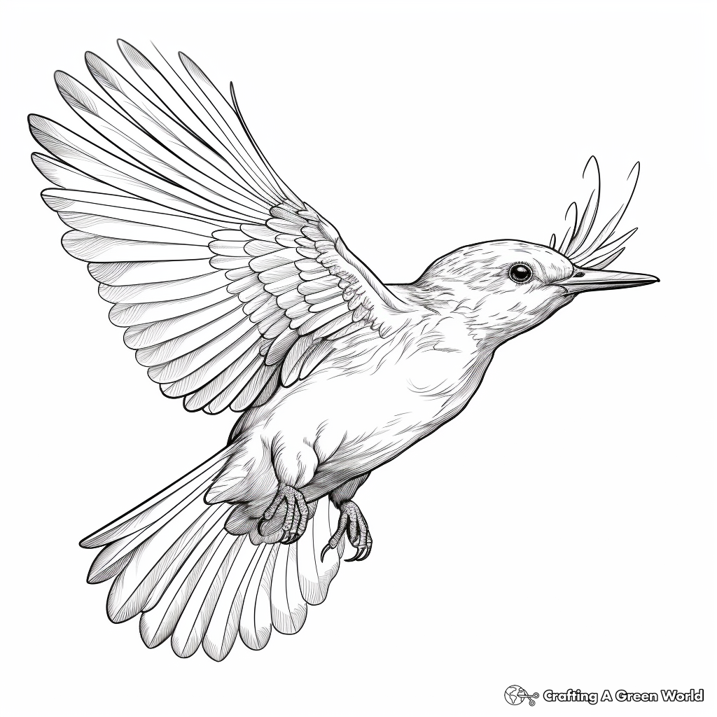 Detailed Kingfisher Wings Coloring Pages 1