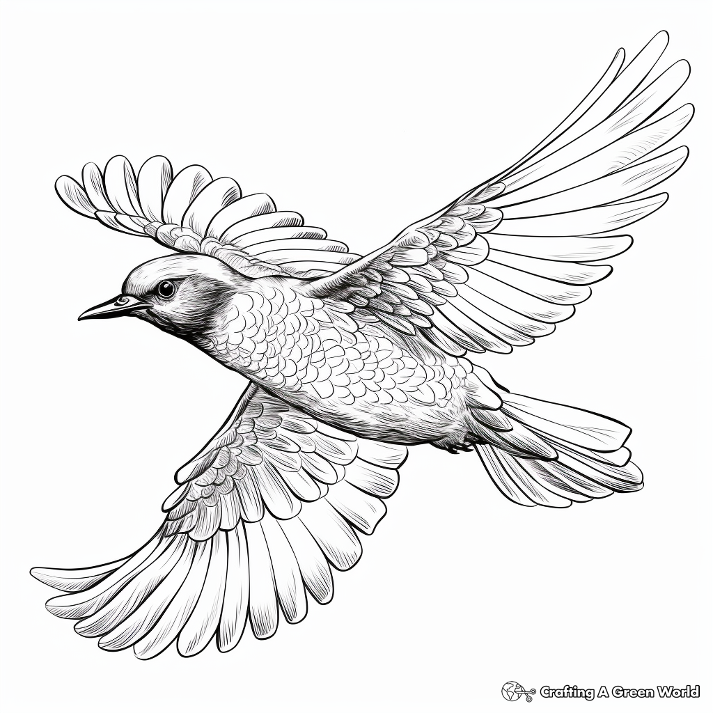 Detailed Kingfisher Wings Coloring Pages 3