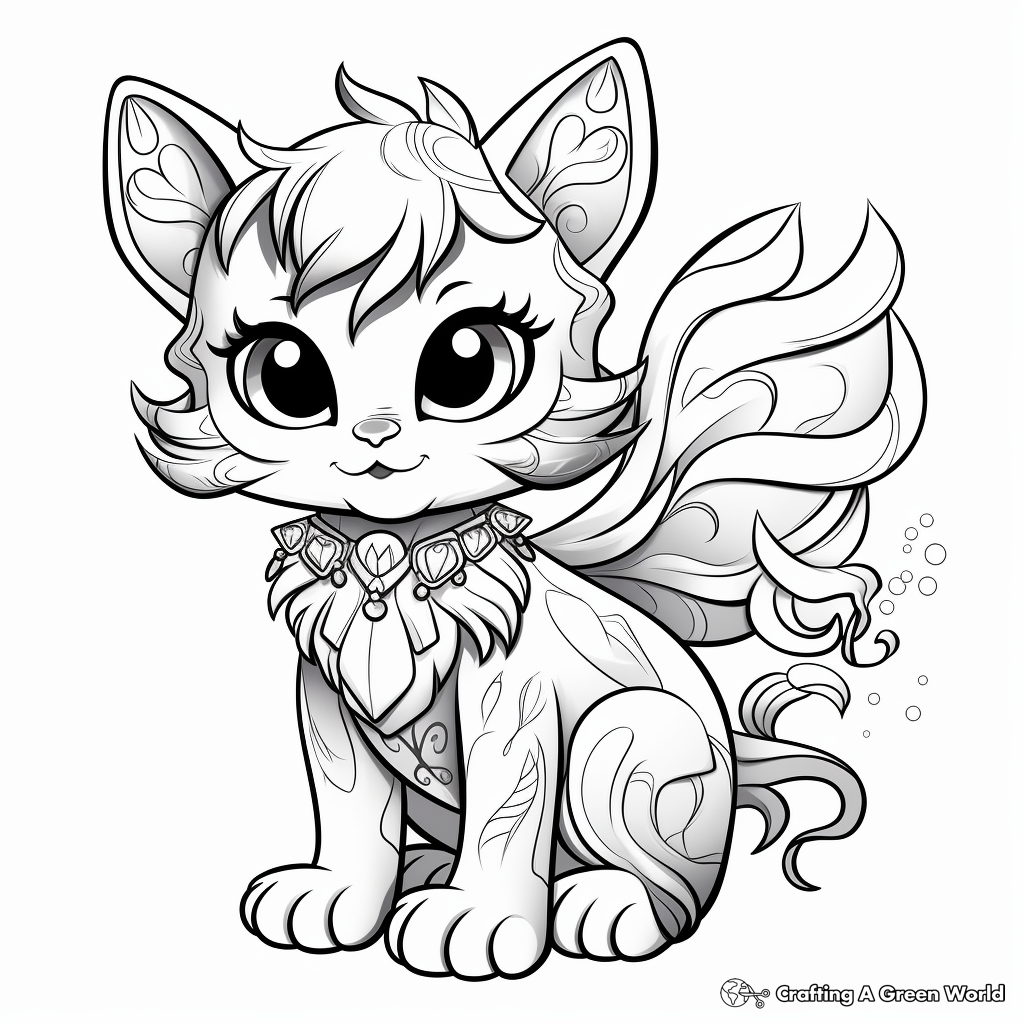 Detailed Kitty Fairy Coloring Pages for Advanced Colorers 4