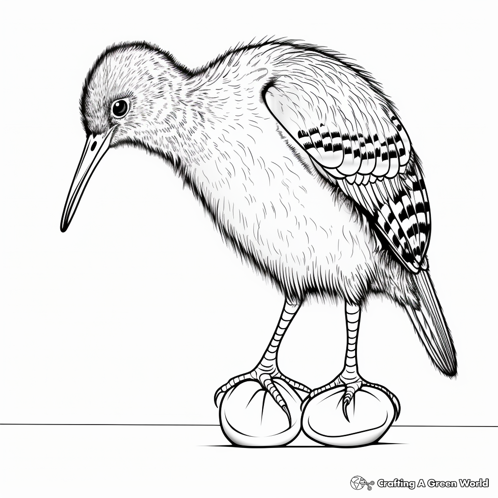 Detailed Kiwi Bird Coloring Pages for Adults 1