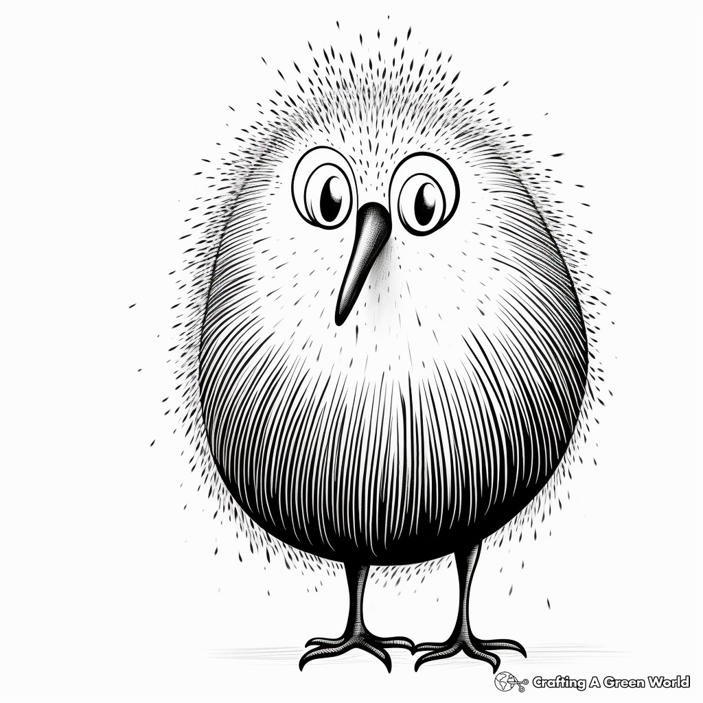 Detailed Kiwi Bird Coloring Pages for Adults 2