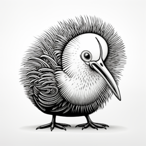Detailed Kiwi Bird Coloring Pages for Adults 3