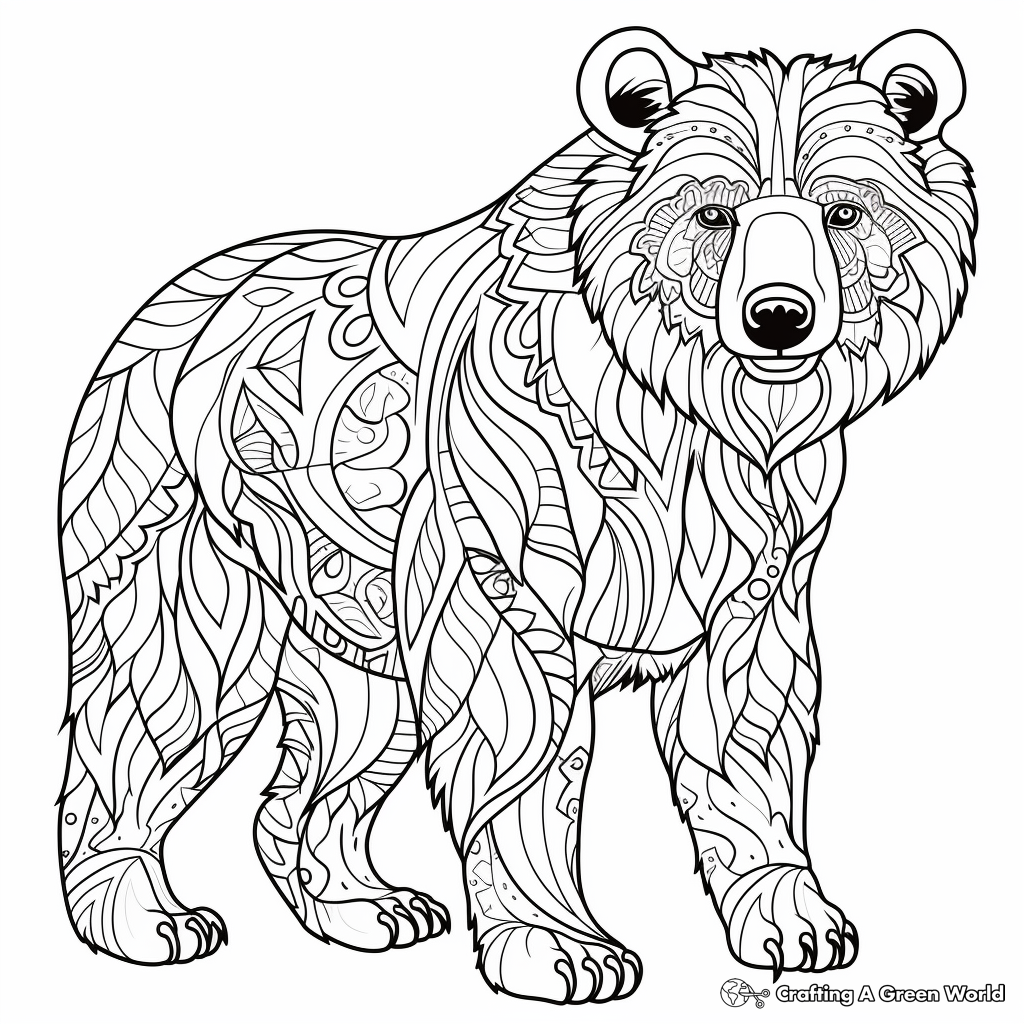 Detailed Kodiak Bear Coloring Pages 1