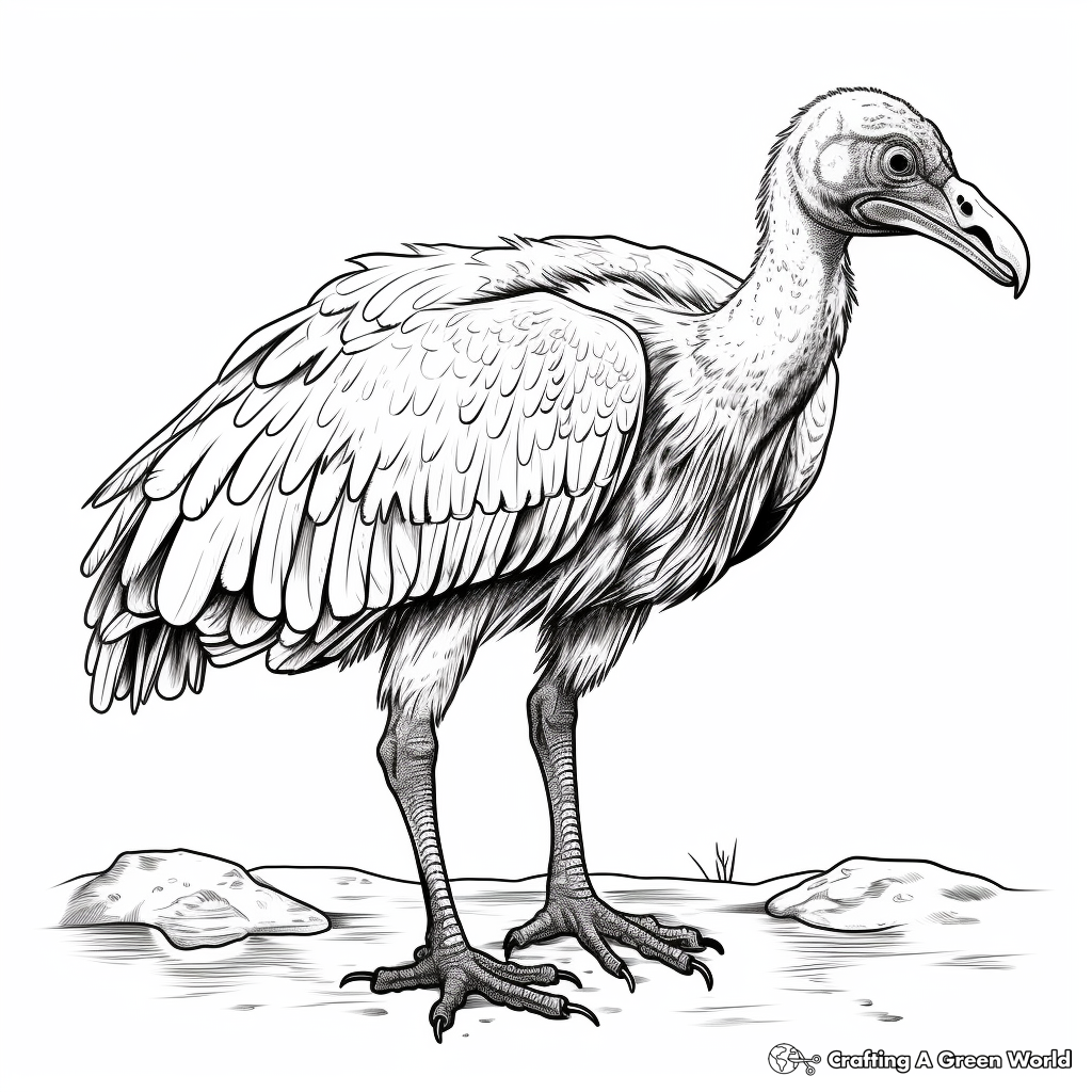 Detailed Lappet-faced Vulture Coloring Sheets 1