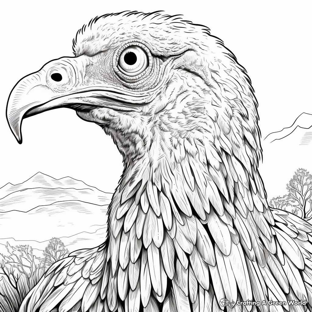 Detailed Lappet-faced Vulture Coloring Sheets 2