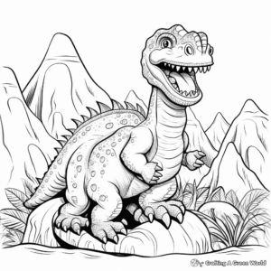 Detailed Lava Flow and Dinosaur Coloring Pages 2