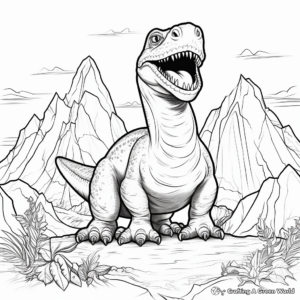 Detailed Lava Flow and Dinosaur Coloring Pages 3