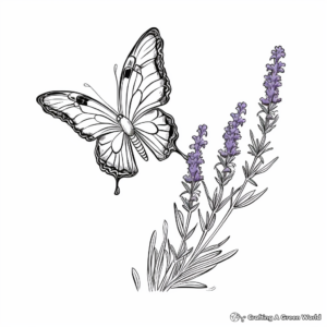 Detailed Lavender and Butterfly Coloring Pages for Grown-ups 1