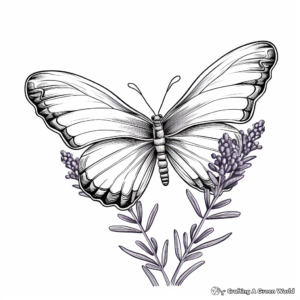 Detailed Lavender and Butterfly Coloring Pages for Grown-ups 2