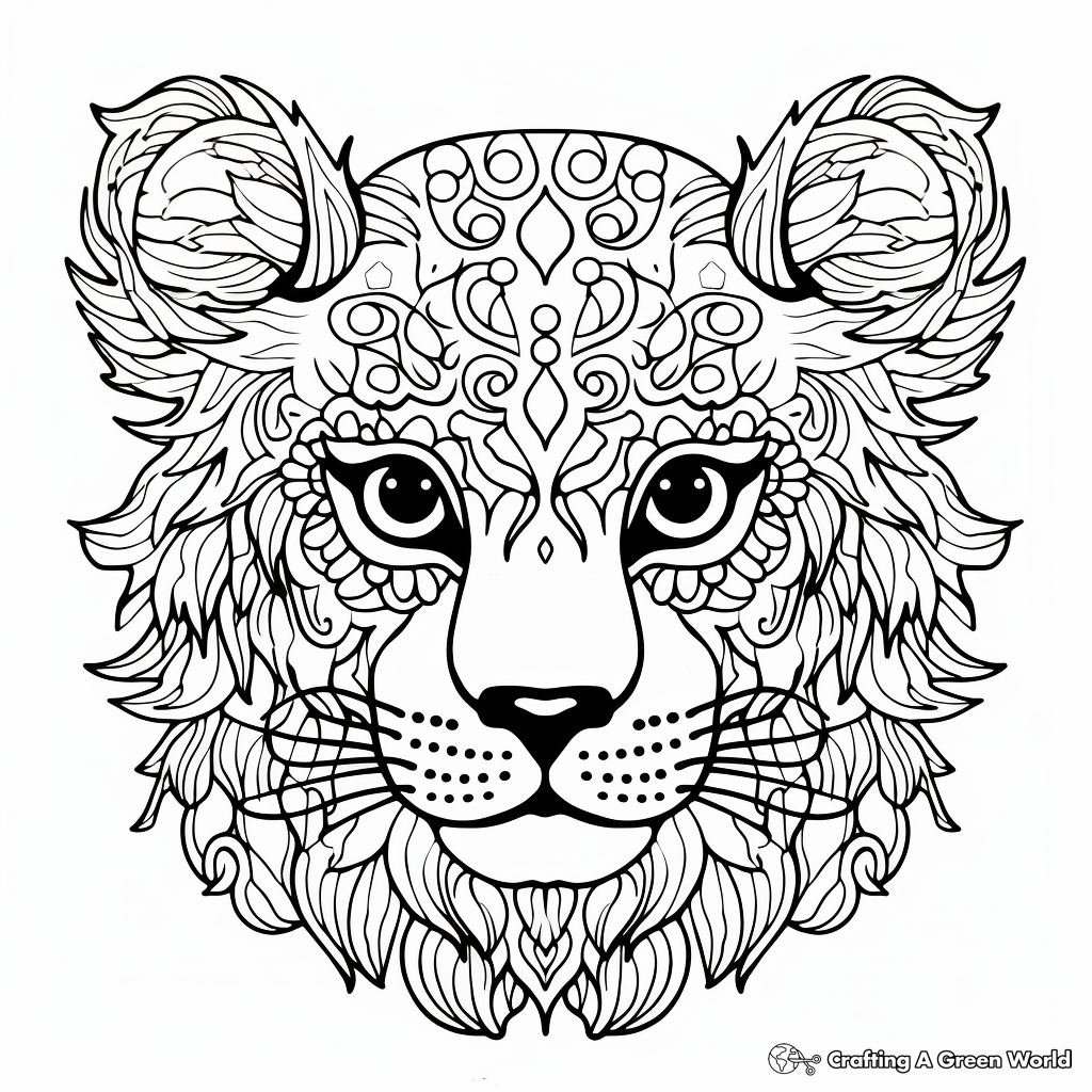Detailed Leopard Face Coloring Pages 1