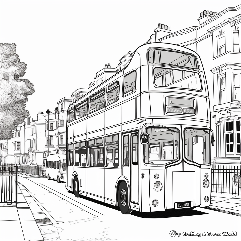 Detailed London Red Bus Coloring Pages for Adults 2