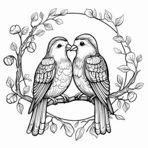 Detailed Love Bird Coloring Pages for Adults 1