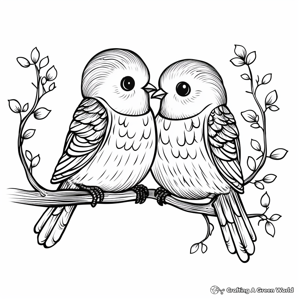 Detailed Love Bird Coloring Pages for Adults 3
