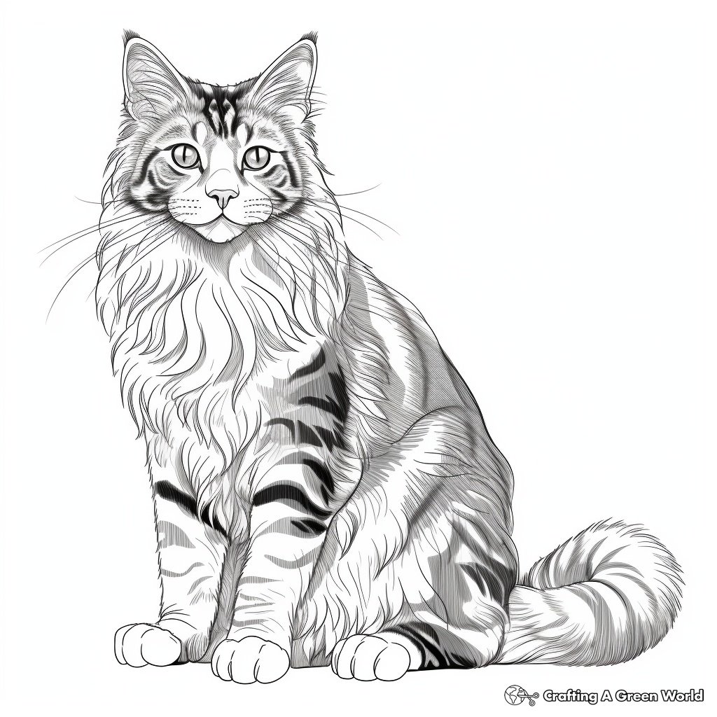 Detailed Maine Coon Cat Coloring Pages 2