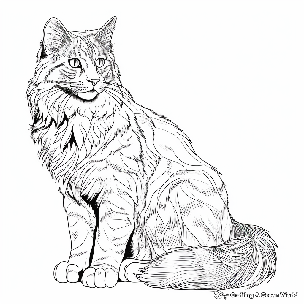 Detailed Maine Coon Cat Coloring Pages 3