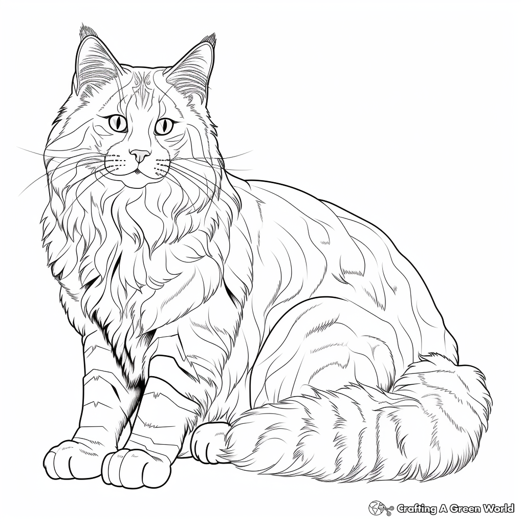 Detailed Maine Coon Cat Coloring Pages 4