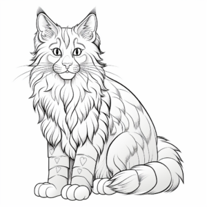 Detailed Maine Coon Cat Coloring Pages for Adults 1