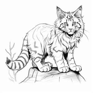 Detailed Maine Coon Cat Coloring Pages for Adults 3