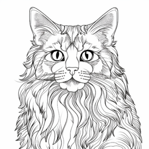 Detailed Maine Coon Cat Face Coloring Pages 1