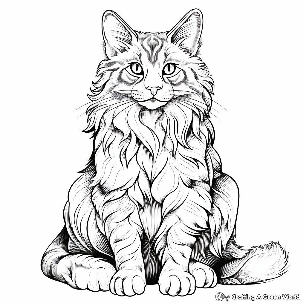 Detailed Maine Coon Cat Face Coloring Pages 3