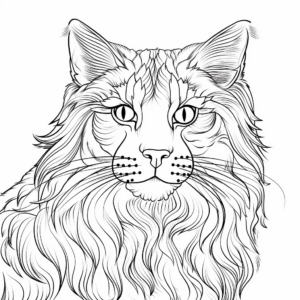 Detailed Maine Coon Cat Face Coloring Pages 4