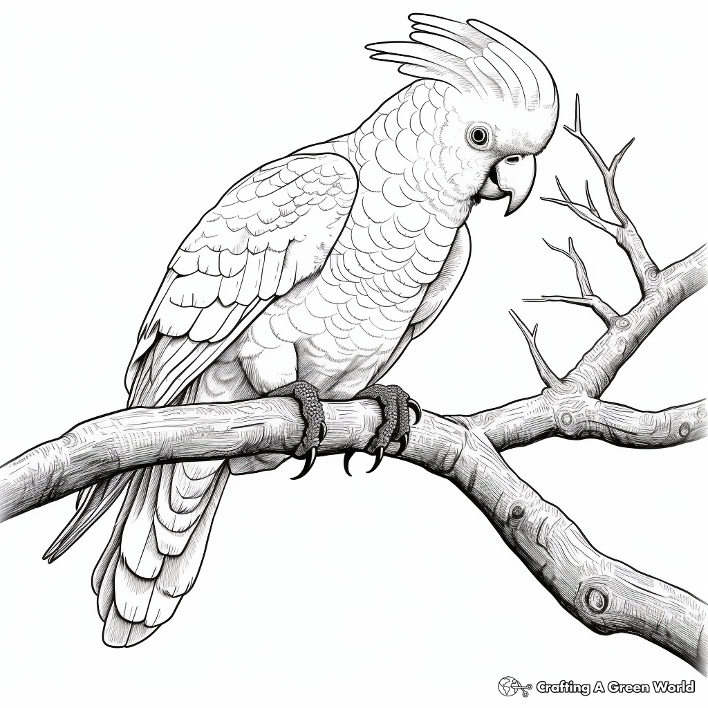 Detailed Major Mitchell’s Cockatoo Coloring Pages 1