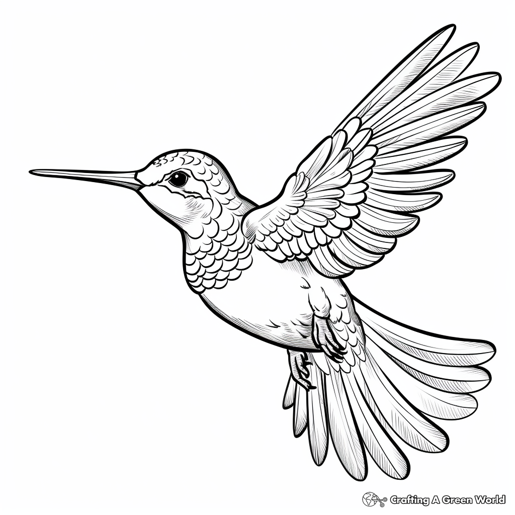 Detailed Male Ruby Throated Hummingbird Coloring Pages 3