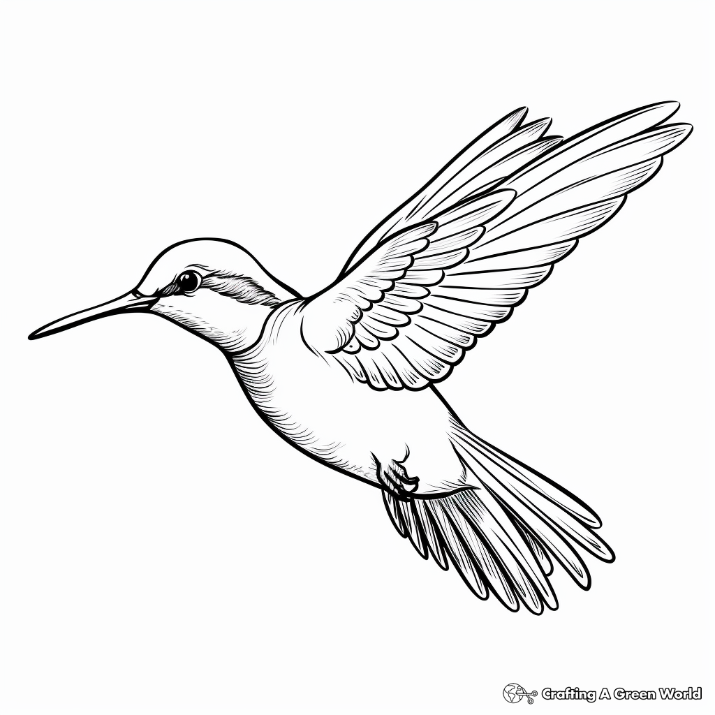 Detailed Male Ruby Throated Hummingbird Coloring Pages 4