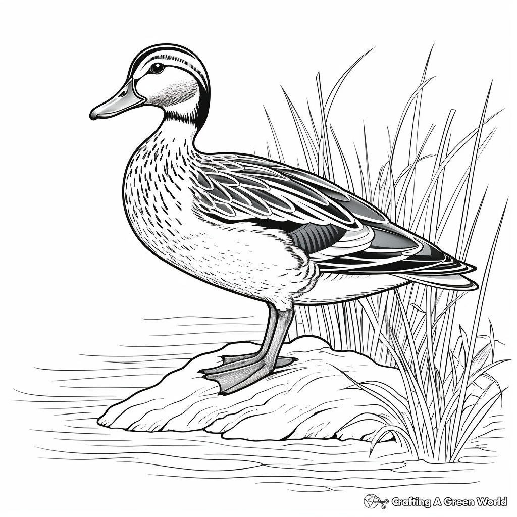 Detailed Male Wood Duck Coloring Pages 1