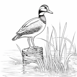 Detailed Male Wood Duck Coloring Pages 2