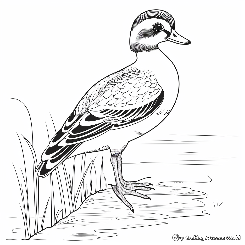 Detailed Male Wood Duck Coloring Pages 3
