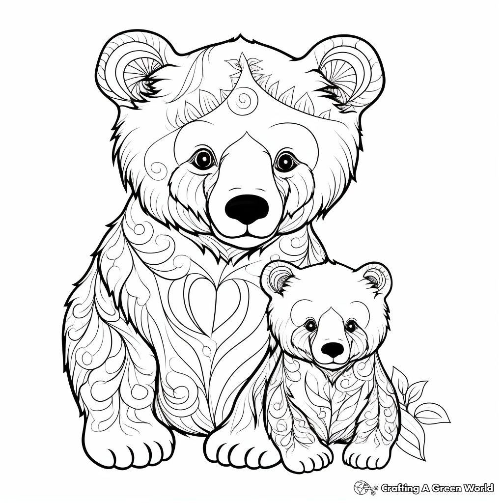 Detailed Mama Bear Coloring Pages for Adults 2
