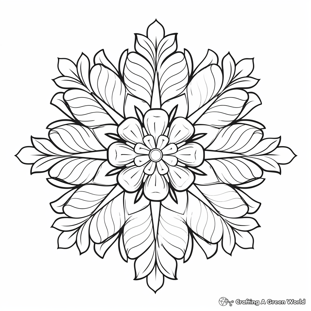 Detailed Mandala Snowflake Coloring Pages for Adults 2