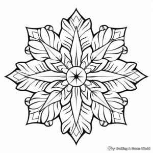 Detailed Mandala Snowflake Coloring Pages for Adults 3