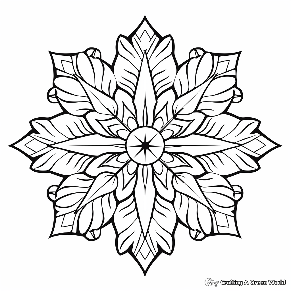 Detailed Mandala Snowflake Coloring Pages for Adults 3