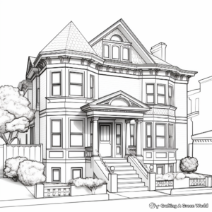 Detailed Mansion House Coloring Pages for Adults 1