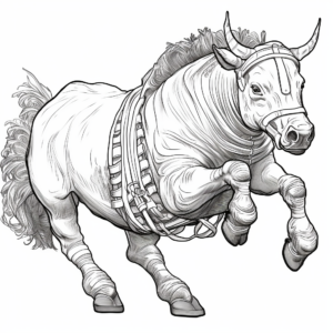 Detailed Mechanical Bull Coloring Pages for Adults 1