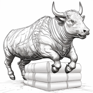 Detailed Mechanical Bull Coloring Pages for Adults 2