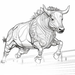 Detailed Mechanical Bull Coloring Pages for Adults 3