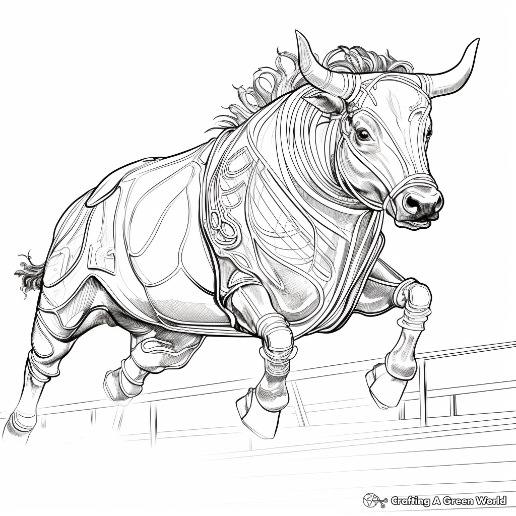 Detailed Mechanical Bull Coloring Pages for Adults 3