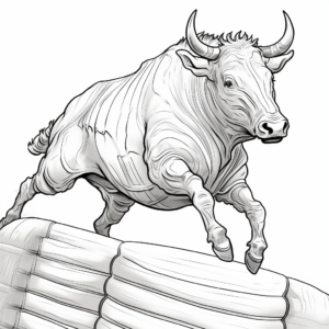 Detailed Mechanical Bull Coloring Pages for Adults 4