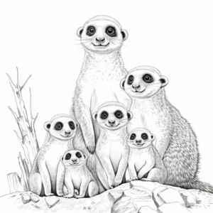 Detailed Meerkat Family Coloring Pages 1
