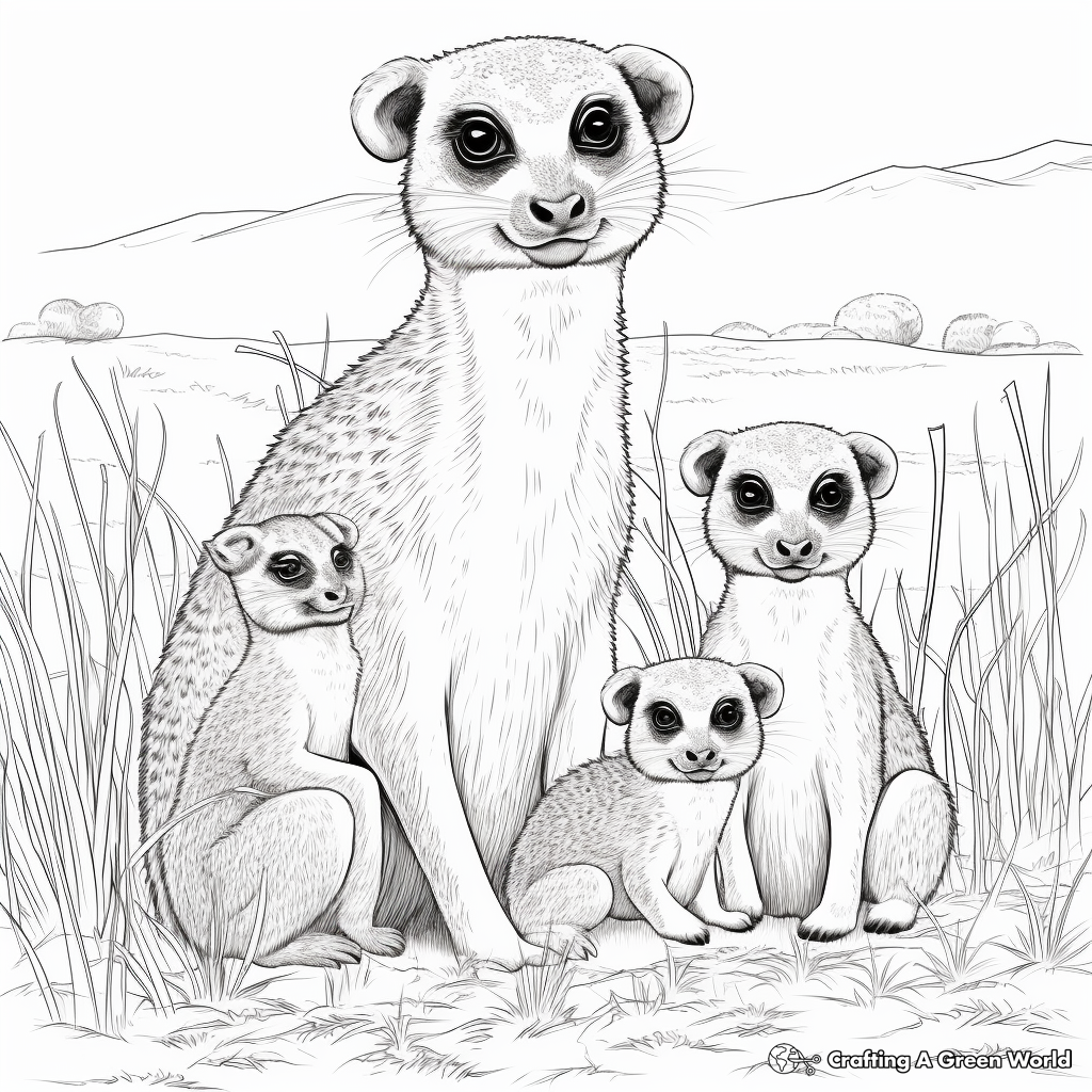 Detailed Meerkat Family Coloring Pages 3